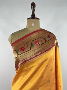 Mustard color Paithani silk saree3