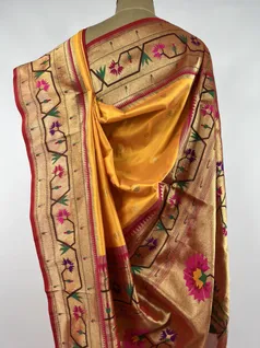 Mustard color Paithani silk saree4