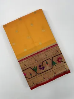 Mustard color Paithani silk saree1