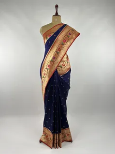 Navy Blue color Paithani silk saree2