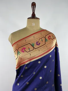 Navy Blue color Paithani silk saree3