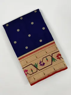 Navy Blue color Paithani silk saree1