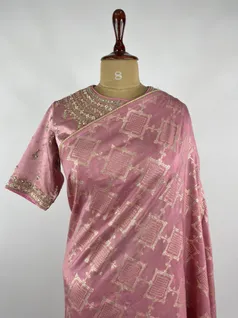 Dark Blush color Banarasi silk saree3