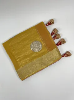 Mustard color Kota Tissue Silk saree1