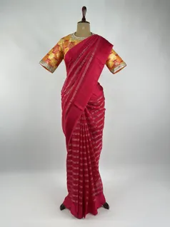 Strawberry color Organza Silk Saree2