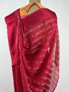 Strawberry color Organza Silk Saree4