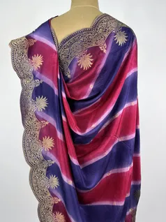 Purple Magenta color Hand painted Banarasi silk saree4