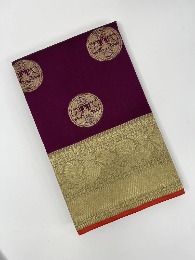 Dark Wine color Kanjivaram silk saree1