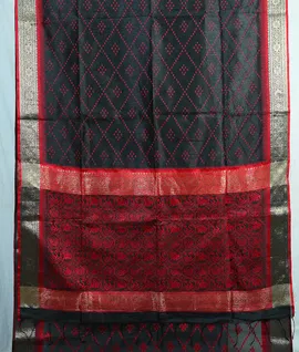 black-colour-vegan-dupion-silk-ikat-weave-saree-hny0555-hny0556-b