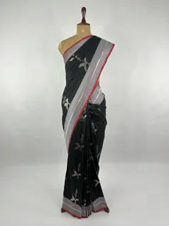 Black color fancy Banarasi silk saree2