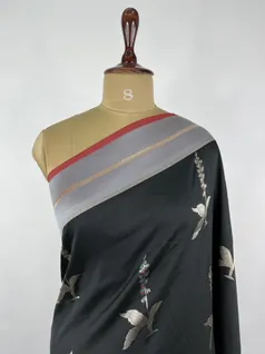 Black color fancy Banarasi silk saree3