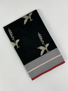 Black color fancy Banarasi silk saree1