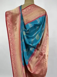 Turkish Blue color Kanjivaram silk saree4