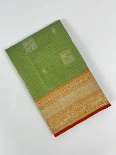 Green color Kanjivaram silk saree1