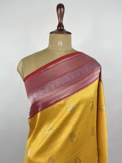 Yellow color Kanjivaram silk saree3