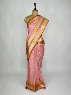 Peach color Kanjivaram silk saree2