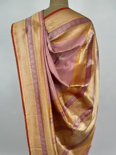 Peach color Kanjivaram silk saree4