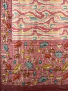 Pink color abstract printed Chanderi saree3