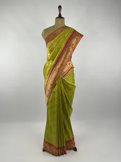 Lemon color Tissue Paithani silk saree2