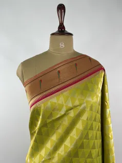 Lemon color Tissue Paithani silk saree3