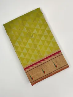 Lemon color Tissue Paithani silk saree1