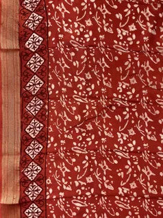 Organic Red Dabu print on Vegan silk saree4