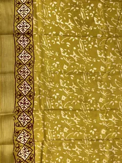 Organic Yellow color Dabu print on Vegan silk saree4