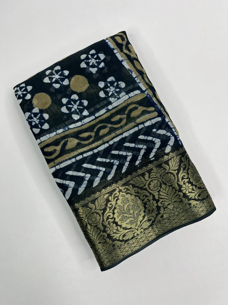 organic-midnight-blue-color-dabu-print-on-vegan-georgette-silk-saree-hny0448-a