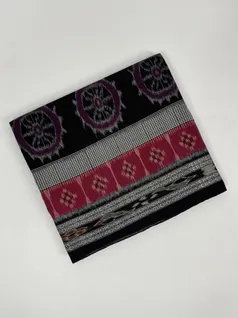 Black color hand made pure cotton Orissi ikat saree1