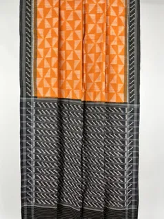 Orange color hand made pure cotton Orissi ikat saree2