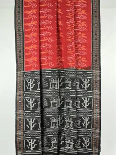 Red color hand made pure cotton Orissi ikat saree2