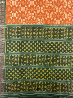 Mustard color hand made pure cotton Orissi ikat saree3