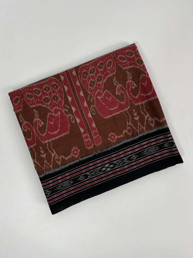 Maroon color hand made pure cotton Orissi ikat saree1