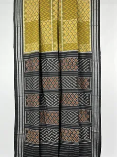 Olive color hand made pure cotton Orissi ikat saree2