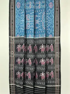 Blue color hand made pure cotton Orissi ikat saree2