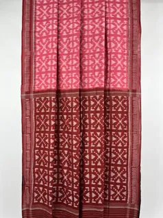 Dark Peach color hand made pure cotton Orissi ikat saree2