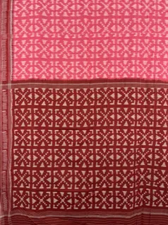 Dark Peach color hand made pure cotton Orissi ikat saree3