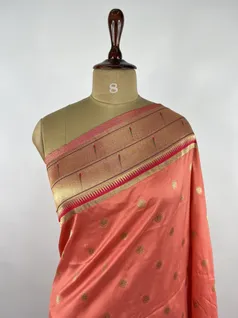 Peach color Paithani silk saree3