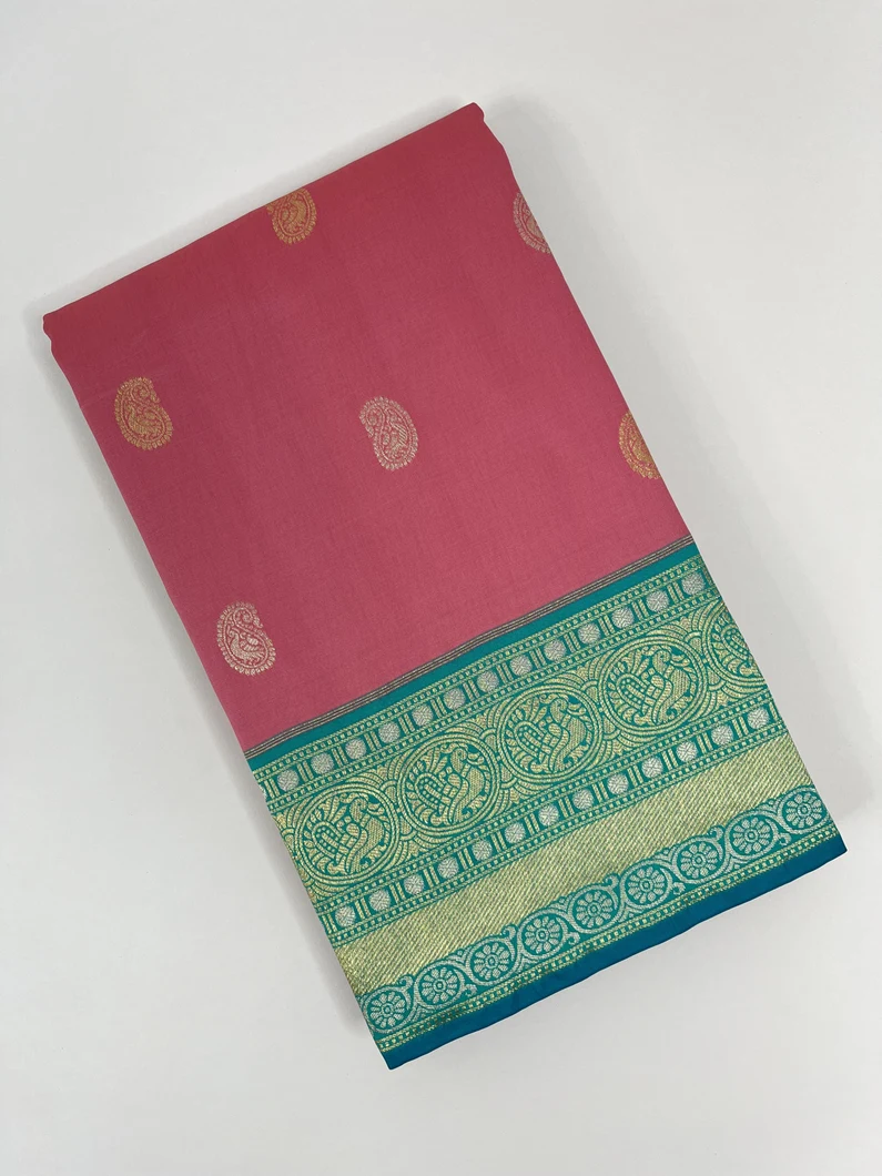 Pink color Kanjivaram silk saree1
