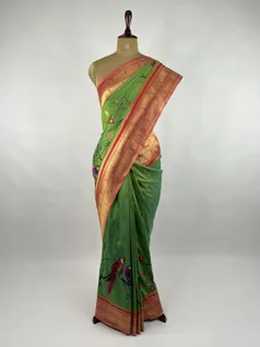 Pear Green color Paithani silk saree2