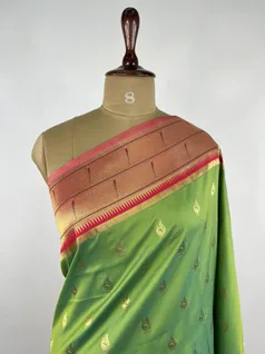 Pear Green color Paithani silk saree3