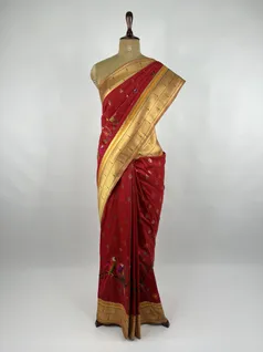 Red color Paithani silk saree2