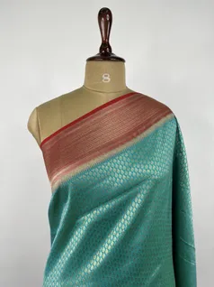 Turquoise Blue color Banarasi silk saree3