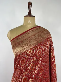 Maroon red color Bandhani Georgette silk saree3