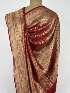 Maroon red color Bandhani Georgette silk saree4