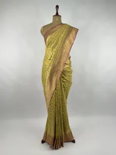 Lime green color Bandhani Georgette silk saree2