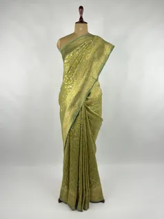 Pear Green color Bandhani Georgette silk saree2