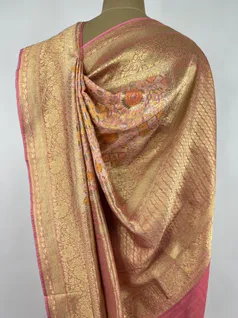 Pastel Peach color Bandhani silk saree4