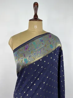 Navy Blue color Modal silk Banarasi weaving saree3