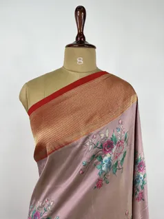 Lilac color Fancy Kanjivaram silk saree3